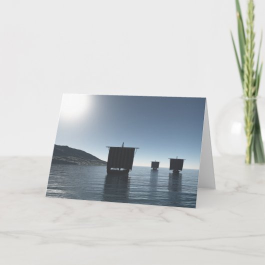 Viking Longships Naderen op een Moonlit Night Kaart (Voorkant)