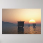 Viking Longships op Sunset Poster (Voorkant)