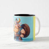 Viking Man Drinken Bier Tweekleurige Koffiemok (Voorkant rechts)
