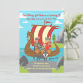 Viking meisje en jongen op Viking schip verjaardag Kaart (Staand voorkant)