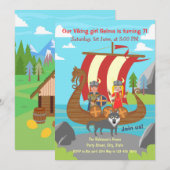 Viking meisje en jongen op Viking schip verjaardag Kaart (Voorkant / Achterkant)