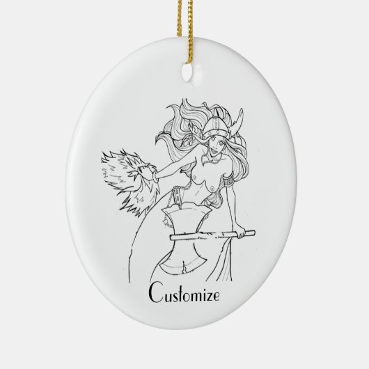 Viking Mermaid Warrior Thunder_Cove Keramisch Ornament (Rechts)