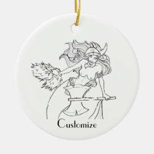 Viking Mermaid Warrior Thunder_Cove Keramisch Ornament