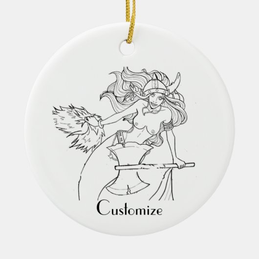 Viking Mermaid Warrior Thunder_Cove Keramisch Ornament (Voorkant)