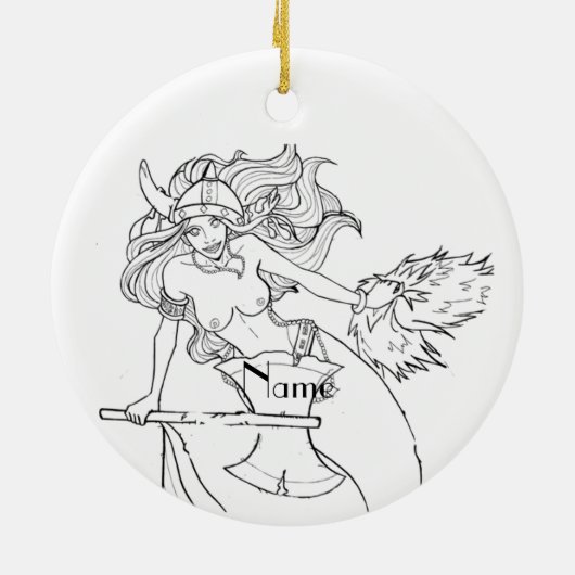 Viking Mermaid Warrior Thunder_Cove Keramisch Ornament (Achterkant)