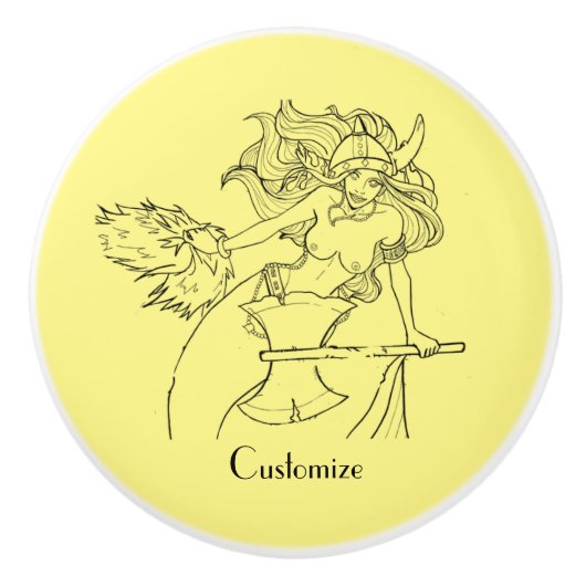 Viking Mermaid Warrior Thunder_Cove Keramische Knop (Voorkant)