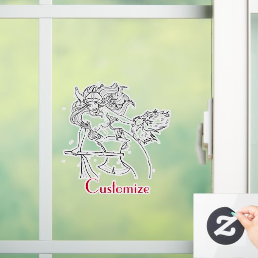 Viking Mermaid Warrior Thunder_Cove Raamsticker (Huis)