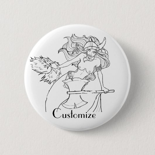 Viking Mermaid Warrior Thunder_Cove Ronde Button 5,7 Cm (Voorkant)