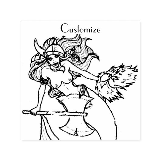 Viking Mermaid Warrior Thunder_Cove Zelfinktende Stempel (Design)