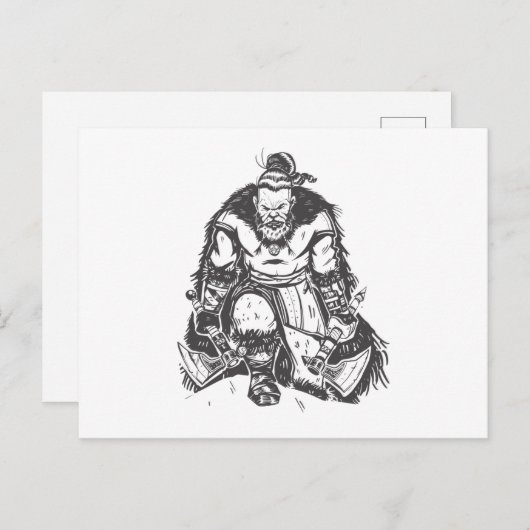 Viking met assen briefkaart (Voorkant / Achterkant)