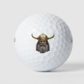 VIKING MET GOUDEN GEHOORNDE HELM GOLFBALLEN (Voorkant)