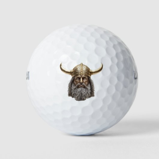 VIKING MET GOUDEN GEHOORNDE HELM GOLFBALLEN (Voorkant)