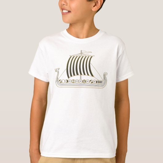 Viking Metallic Gouden Schip Tshirt (Voorkant)