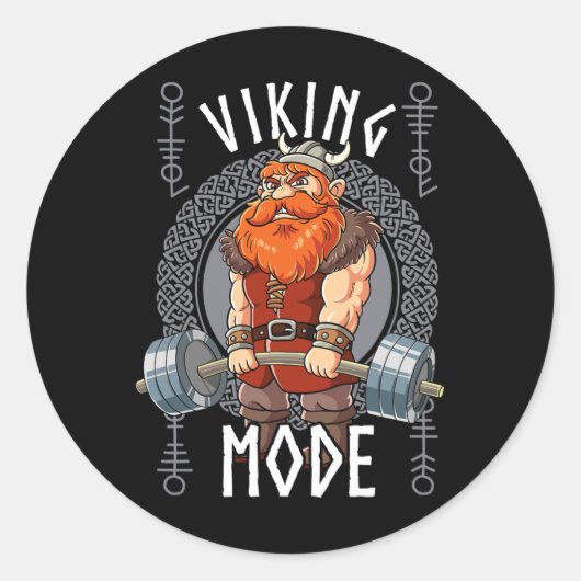 Viking Mode Gym Bodybuilding Ronde Sticker (Voorkant)