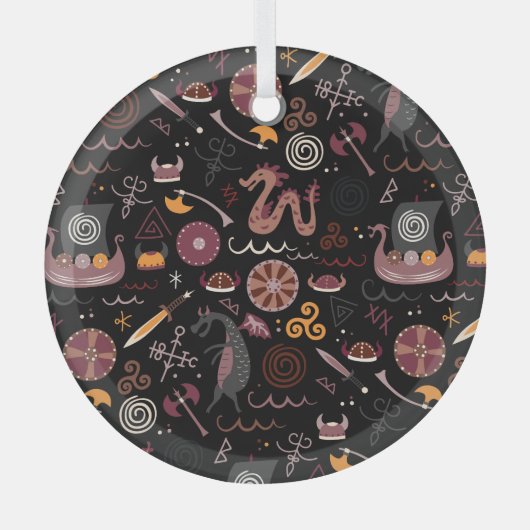 Viking: naadloos, grafisch ontwerp. glas ornament (Voorkant)