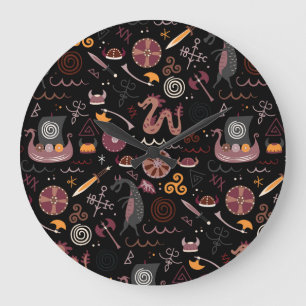 Viking: naadloos, grafisch ontwerp. grote klok