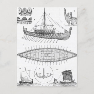  Viking Naval Ship Geschiedenis en Diagram Briefkaart