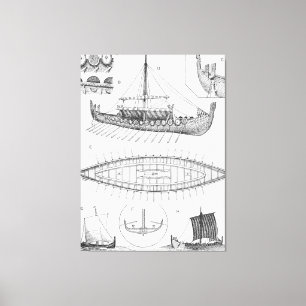 Viking Naval Ship Geschiedenis en Diagram Canvas Afdruk