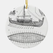  Viking Naval Ship Geschiedenis en Diagram Keramisch Ornament (Voorkant)