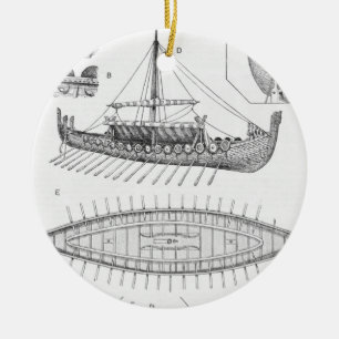 Viking Naval Ship Geschiedenis en Diagram Keramisch Ornament