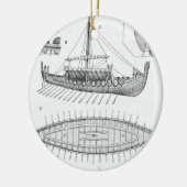 Viking Naval Ship Geschiedenis en Diagram Keramisch Ornament (Links)