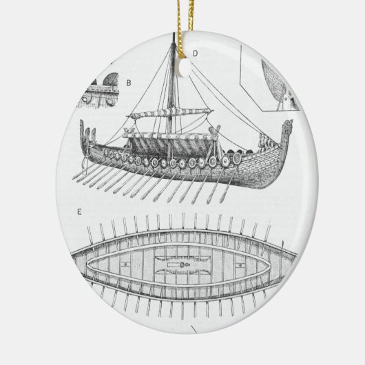  Viking Naval Ship Geschiedenis en Diagram Keramisch Ornament (Links)