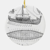 Viking Naval Ship Geschiedenis en Diagram Keramisch Ornament (Achterkant)
