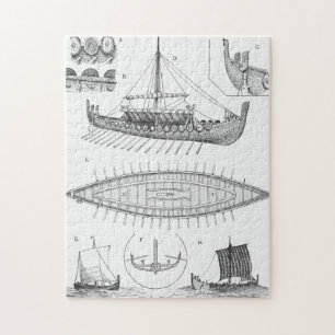 Viking Naval Ship Geschiedenis en Diagram Legpuzzel