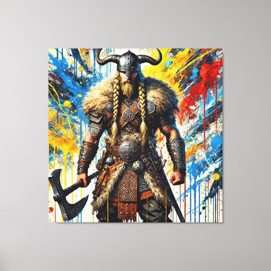 Viking Nordic Scandinavian warrior medieval myth Canvas Afdruk (Voorkant)