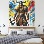Viking Nordic Scandinavian warrior medieval myth Canvas Afdruk (Insitu (Slaapkamer))