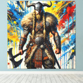Viking Nordic Scandinavian warrior medieval myth Canvas Afdruk (Insitu (Houten vloer))