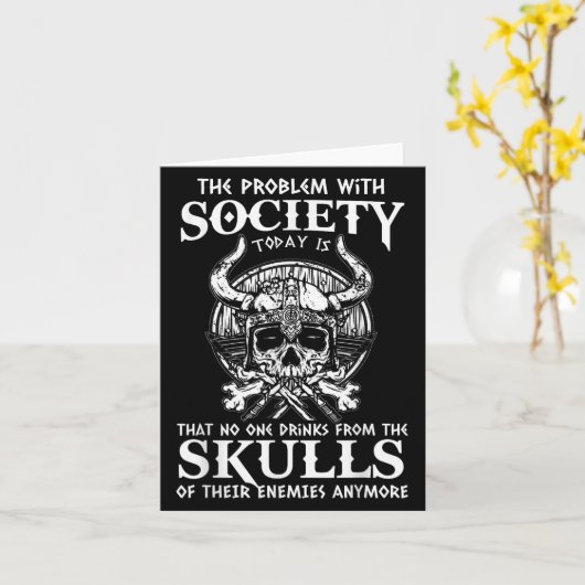 Viking Nordic Valhalla Odin Grappige samenleving p Kaart (Gele Bloem)