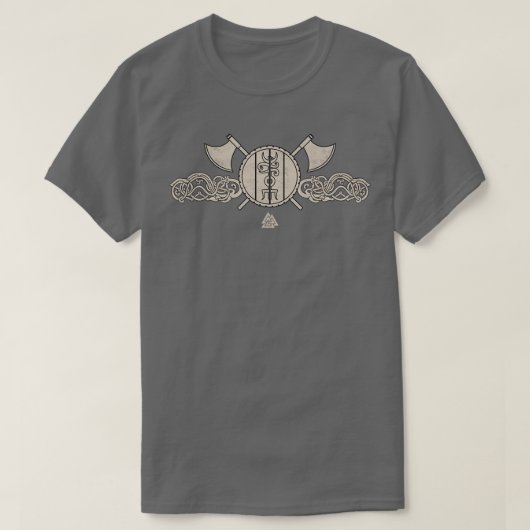 Viking Norse Ornaments Ax en Shield Asatru T-shirt (Design voorkant)