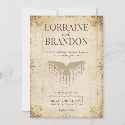 Viking Norse Saga bruiloft uitnodiging (Voorkant)