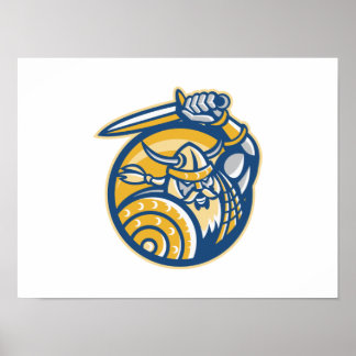 Viking Norse Warrior met zwaard en schild Poster