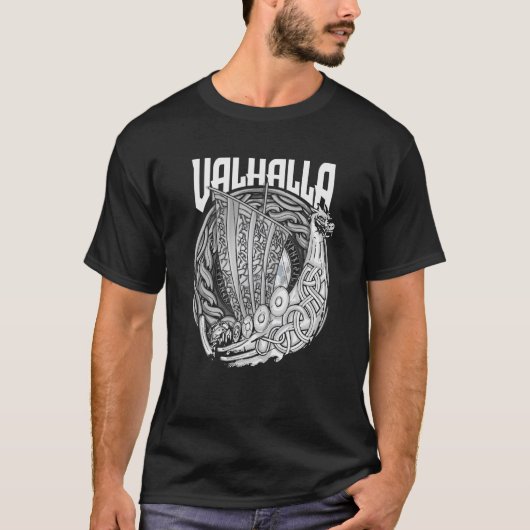 Viking Norseman Boat Viking Ship runt Odin Valhal T-shirt (Voorkant)