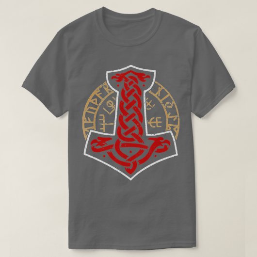Viking Norway Noors Scandinavian Mjolnir Hamme T-shirt (Design voorkant)