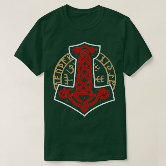 Viking Norway Noors Scandinavian Mjolnir Hamme T-shirt (Design voorkant)