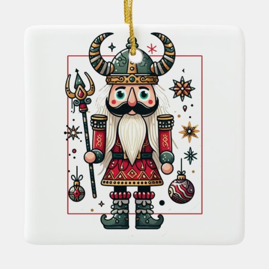 Viking Notenkraker Keramisch Ornament (Voorkant)