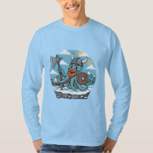 Viking Octopus Cartoon Funny Womens | Mens Skyblue