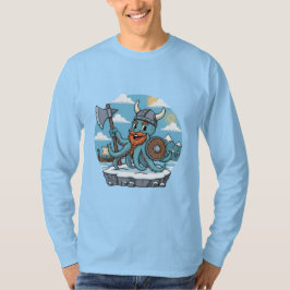 Viking Octopus Cartoon Funny Womens | Mens Skyblue T-shirt