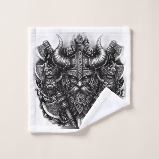 Viking-ontwerp Bad Handdoek (Wasdoekje)