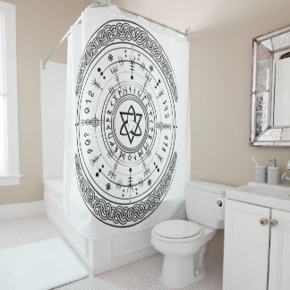 Viking Pagan Asatru Runic Compass, Vegvisir Runes Douchegordijn