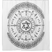 Viking Pagan Asatru Runic Compass, Vegvisir Runes Douchegordijn (Voorkant)