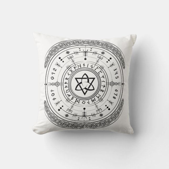Viking Pagan Asatru Runic Compass, Vegvisir Runes Kussen (Voorkant)