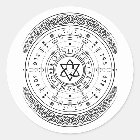 Viking Pagan Asatru Runic Compass, Vegvisir Runes Ronde Sticker (Voorkant)