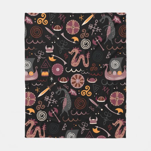 Viking patroon naadloos design grafisch fleece deken (Voorkant)