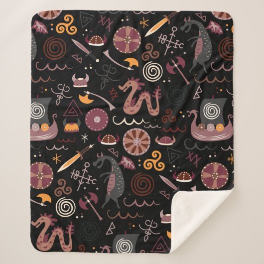 Viking patroon naadloos design grafisch sherpa deken (Voorkant)
