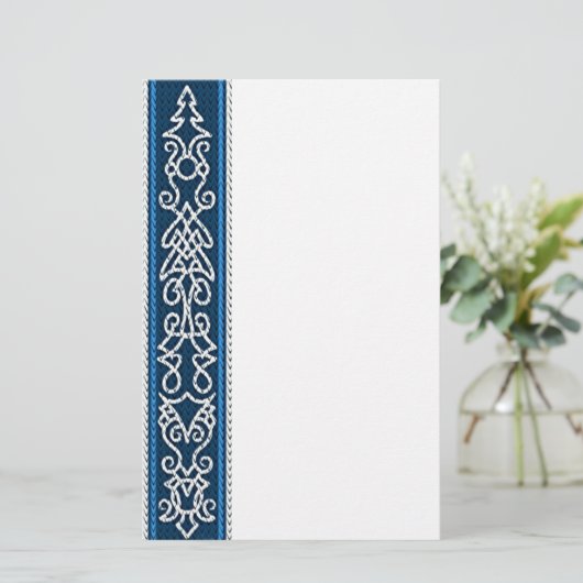 Viking Pattern Blue Briefpapier (Staand voorkant)