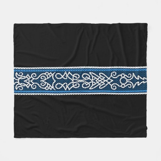 Viking Pattern Blue Fleece Deken (Voorkant (Horizontaal))